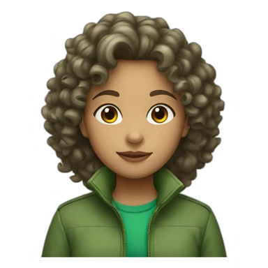 girl with curly hair in green jacket sticker