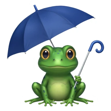 Frog hold small dark blue umbrella sticker