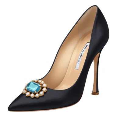 manolo blahink 90's satin pump add the jewelry to the front sticker