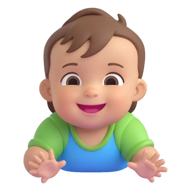 smiling baby boy with brown hair, playful expression sticker