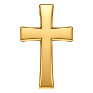 3D emoji of a simple cross, made of smooth wood or gold, with soft edges and a glossy finish in emoji style sticker