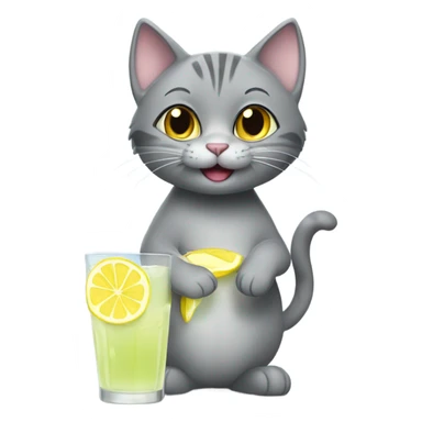 Grey cat with lemonade cute sticker