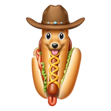 Hot dog with cowboy hat sticker