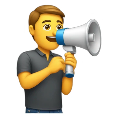 software developer making an announcement with a megaphone sticker
