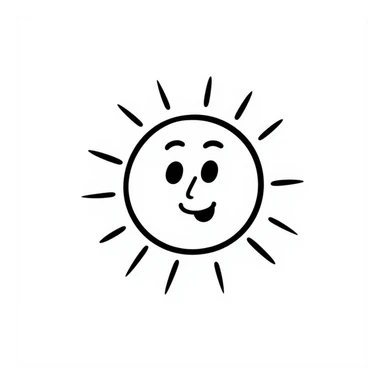 sun, black and white doodle sticker