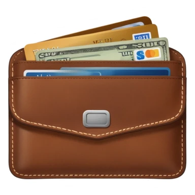 portefeuille marron avec quelques billets et carte bancaire sticker