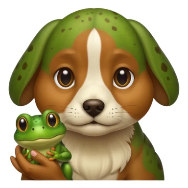 Hond draagt een kikker sticker