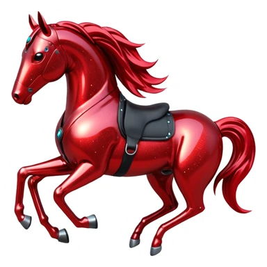 red glitter cyberpunk horse sticker