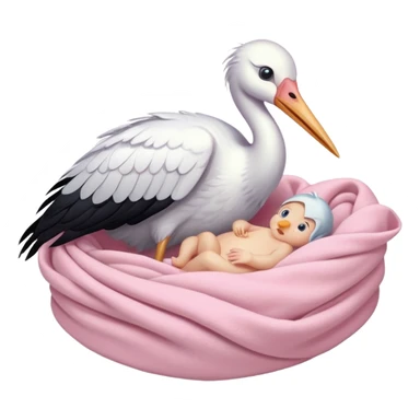 stork carrying a baby in a bundle sticker