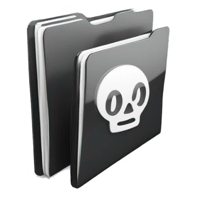 3d glass icon folder with documents in black color sticker