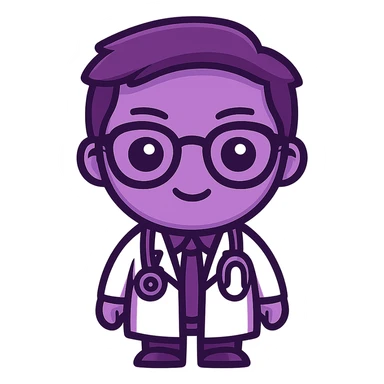 An eye doctor emoji in sticker style with a purple color sticker