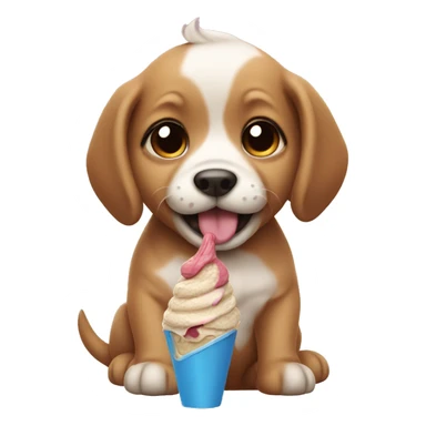 Puppy eating ice cream sticker