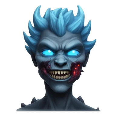 Dark black gray silver maroon zombie face dragon face photograph detailed blue flames in mouth blue glow sticker