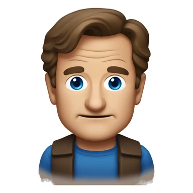 Robin Williams with brown hair and blue eyes sticker