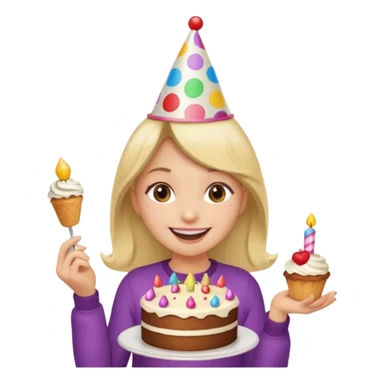 A girl in a cake happy birthday sticker
