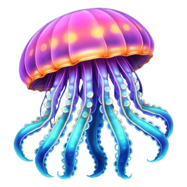 Neon glowing jellyfish-crab-squid sticker