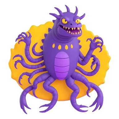 purple reptilian monster with multiple limbs like in Monsters Inc sticker