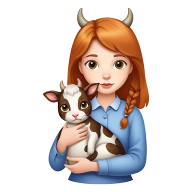 Beautiful girl holding a cow cat sticker
