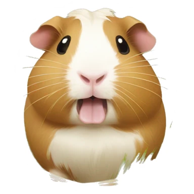 Guineapig eating  a strand of long grass hay in his mouth sticker