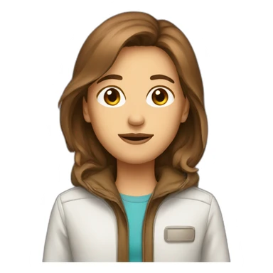 Brown hair long face space jacket sticker