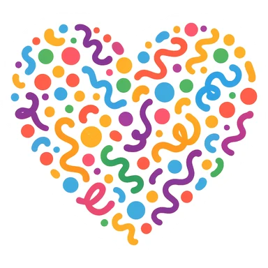 heart with a playful confetti fill sticker