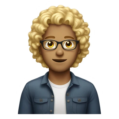 male with eye glass blonde curly hair sticker