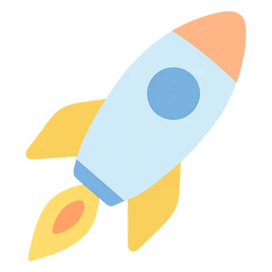 rocket ship icon with color sticker
