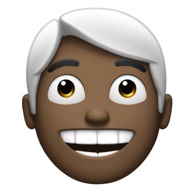 man with wide apart eyes and a big smile with very big two front teeh sticker