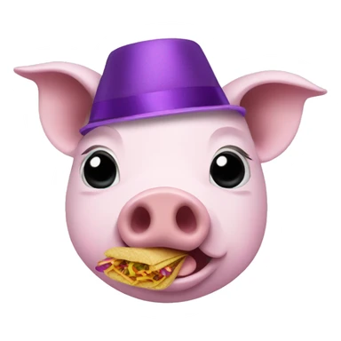 Pig with purple bows and Taco Bell sticker