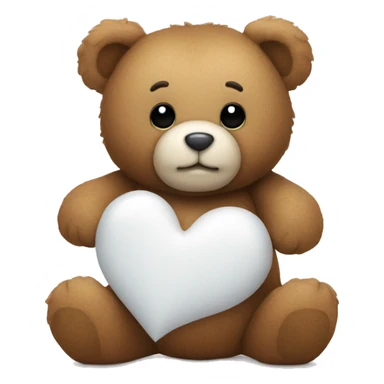 Teddy bear with a white heart sticker