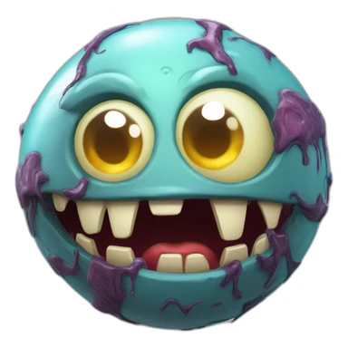 3d sphere with a cartoon sincere conduit Zombie skin texture with feminine eyes sticker