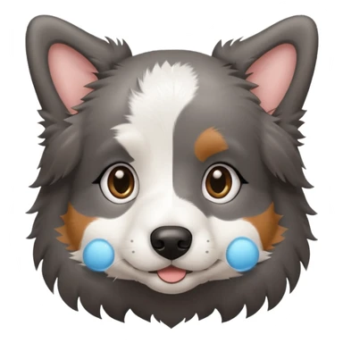 puppy dog, half border collie, gray fur, brown eyes sticker