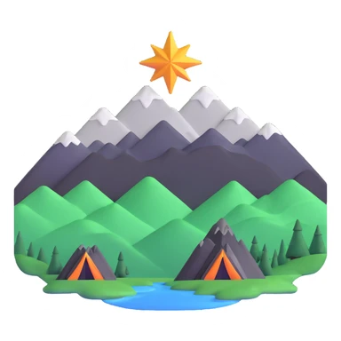 eight-pointed star with wide points and mountain silhouette in middle sticker