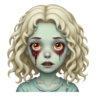 zombie girl with wavy/curly medium length hair with straight microbangs sticker