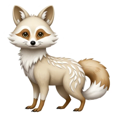 White albino fantasy-tanuki-jackal-Coyote-marsupial-fursona-hybrid animal creature full body with intricate markings  sticker