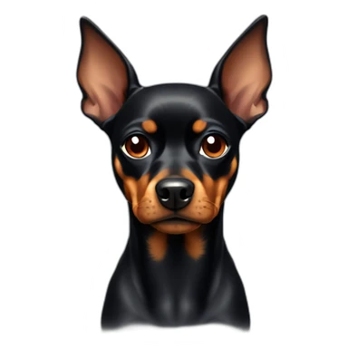 dark miniature pinscher with ears up angry nervous sticker