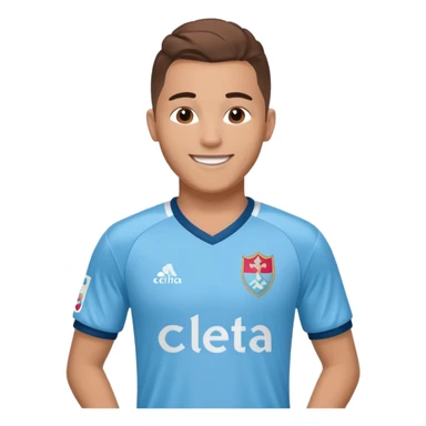 Celta Vigo soccer player wearing a jersey with the Celta Vigo logo on the chest sticker