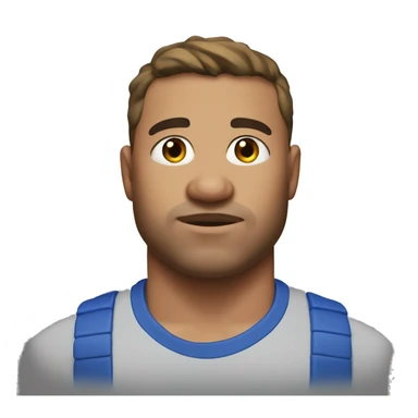 fat, underarmor tee shirt, shorts, edgar haircut, 2 chins blue eyes sticker