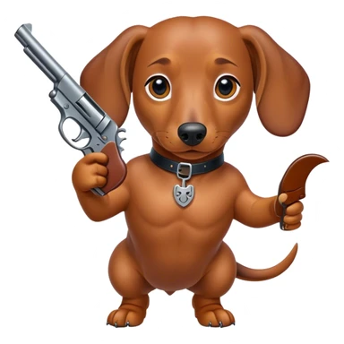 perro salchicha con dos pistolas sticker