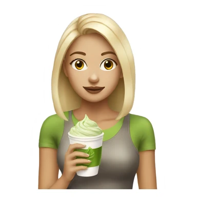 Blonde girl with matcha latte sticker