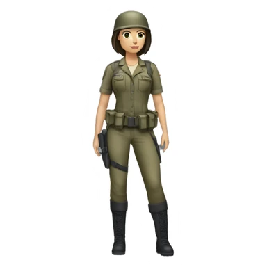 White, brunette Female soldier in 2024 fashion trends Walking: sticker