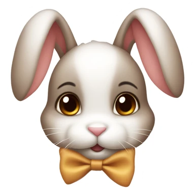 cute bunny brown eyes and bow on ear sticker
