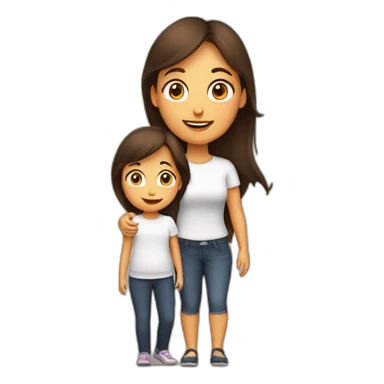 maman brune avec sa fille sticker