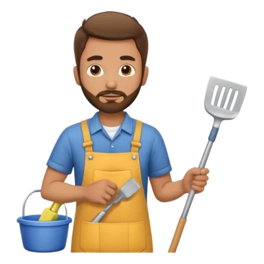 Guy with very short beard doing house chores sticker