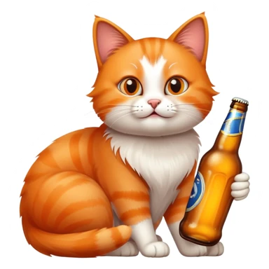 cat with a bottle of beer sticker