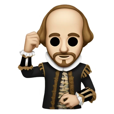 Shakespeare holds a tragic mask in his hand sticker