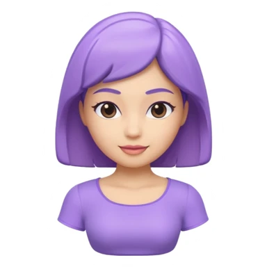 A 3D cartoon lavender-purple women’s top, smooth rounded neckline, simple design, glossy surface, plain background, Memoji-style. sticker