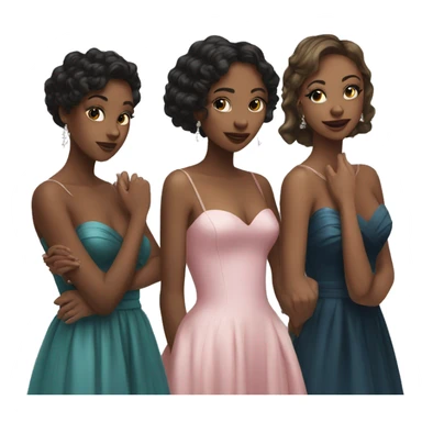 group of young women in evening gowns sticker