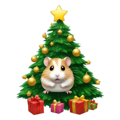 Hamster Christmas tree sticker