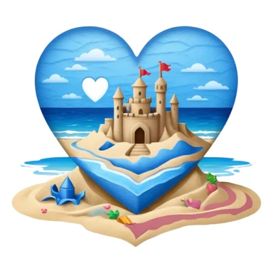 blue heart with a sandcastle sticker